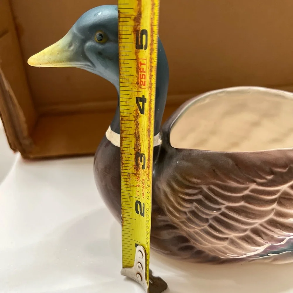 Vintage Porcelain Mallard Duck Flower‎ Planter Dish Holder